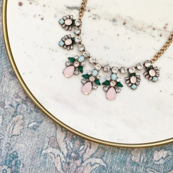 "Elise" Necklace || Pink & Clear Crystal Statement - Picture 4 of 10